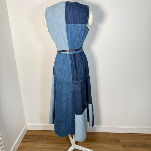 Akris Punto Denim Patchwork Denim Midi Dress Scandi Luxury Artsy - Picture 3 of 12
